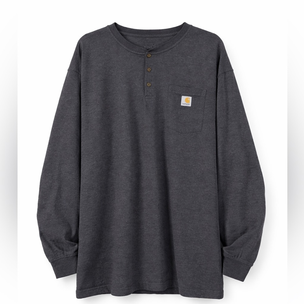 Carhartt 4XL Henley Long Sleeve Shirt Charcoal Gray Original Fit Pocket